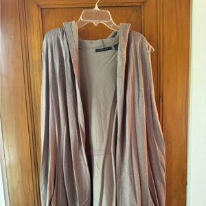 Open, long tunic sweater